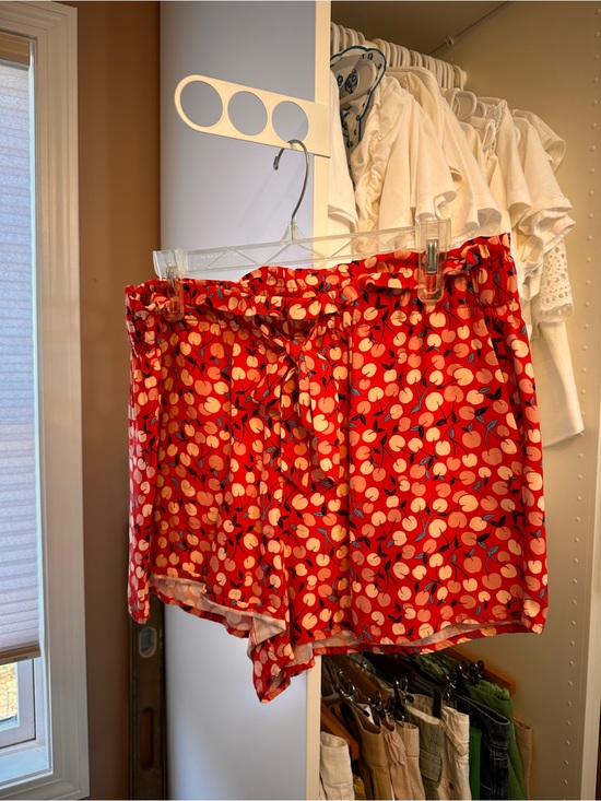 LOFT Pants - LOFT Red Cherry-Print Tie-Waist Shorts